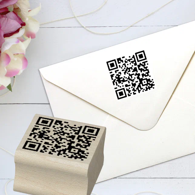 Custom QR Code Modern Minimalist Business Rubber Stamp | Zazzle