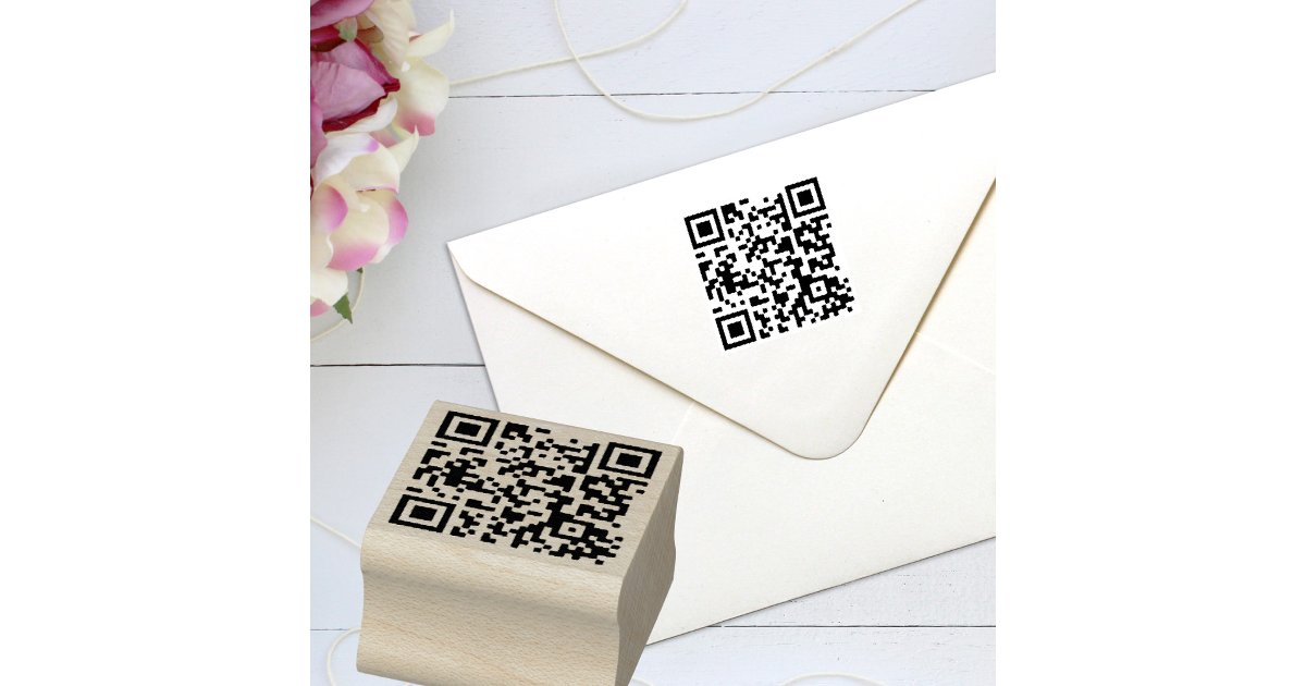 Custom QR Code Modern Minimalist Business Rubber Stamp | Zazzle