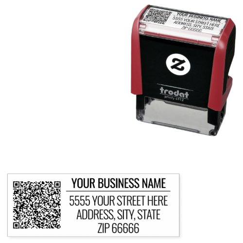 Custom QR Code Name Address Modern Design Stamp