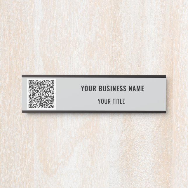 Custom QR Code Name Business Door Sign Template (Front)
