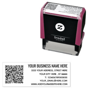 Custom QR Code Name Info Address Self-inking Stamp