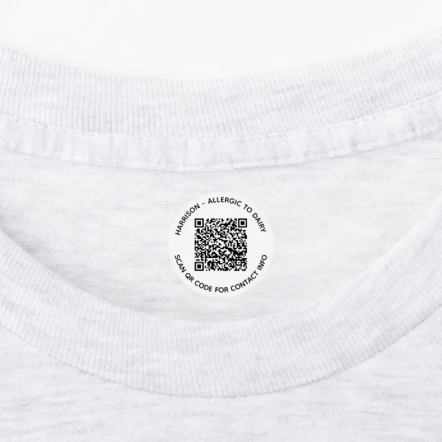 Qr Code Name Text Custom QR Code name text contact info or photo Kids' Labels | Zazzle
