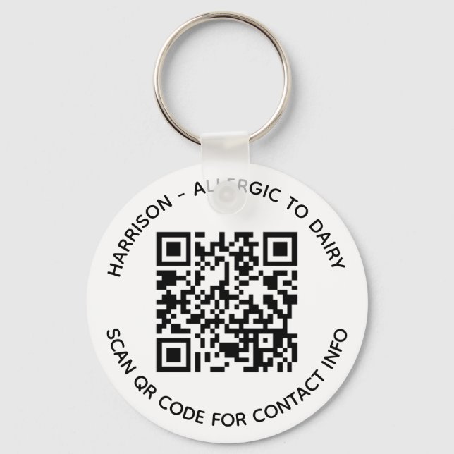Custom QR Code name text contact info photo kids Keychain (Front)