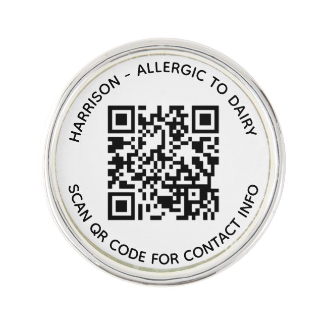 Custom QR Code name text contact info photo kids Lapel Pin (Front)