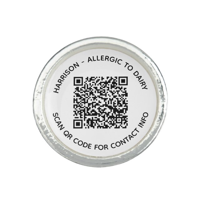 Custom QR Code name text contact info photo Ring (Front)