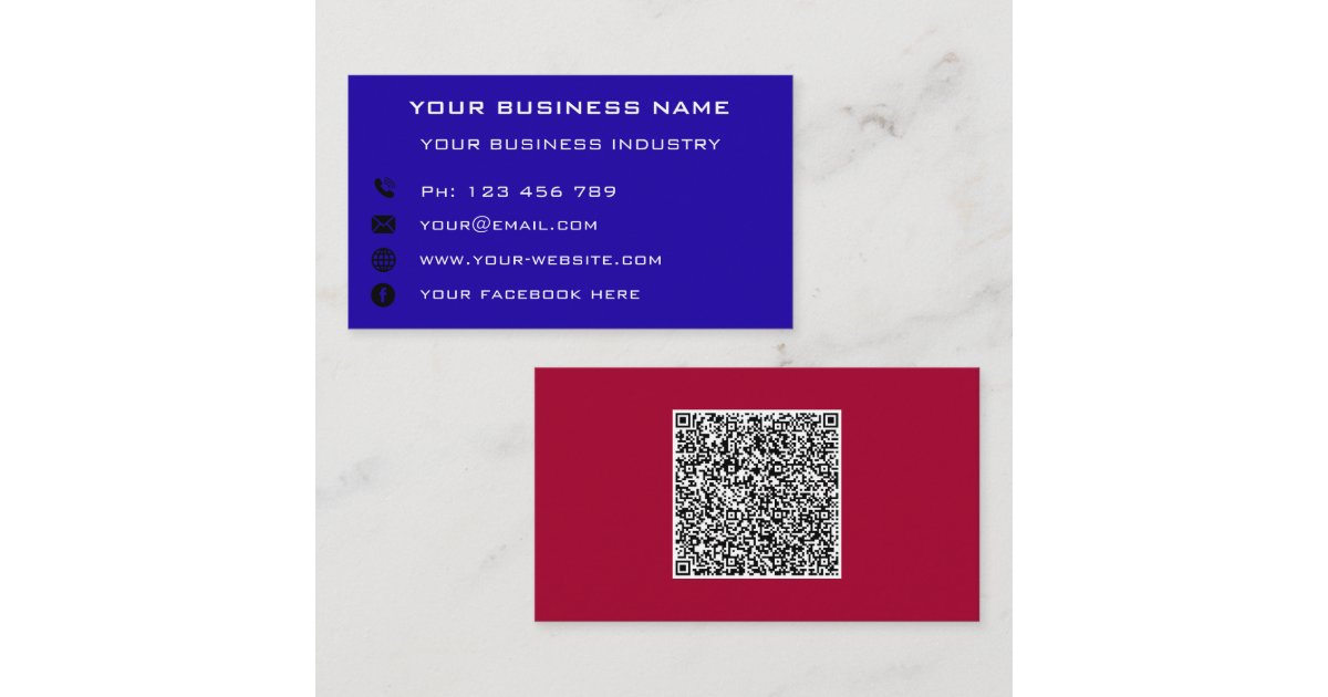 Custom QR Code Name Text Info Colors Business Card | Zazzle