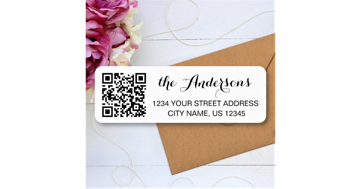 Custom QR Code Name Text Return Address Label | Zazzle