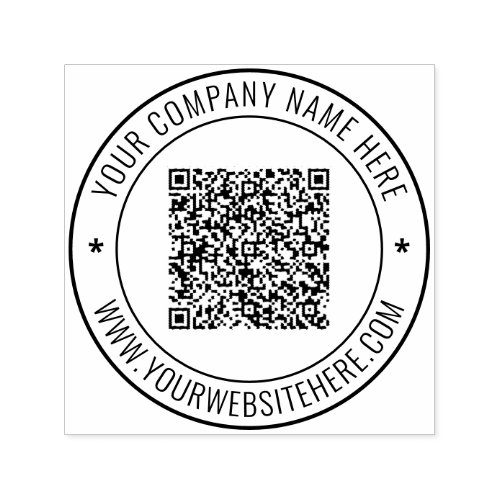 Custom QR Code Name Website Business Round Stamp
