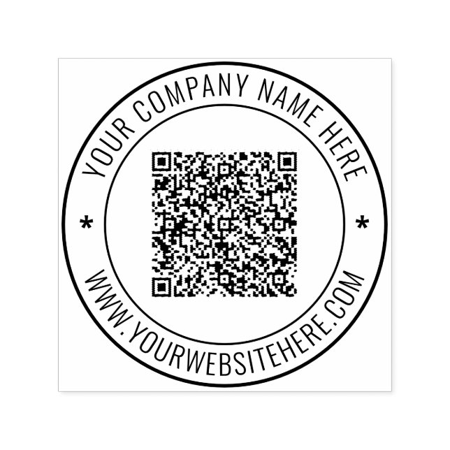 Custom QR Code Name Website Business Round Stamp (Design)