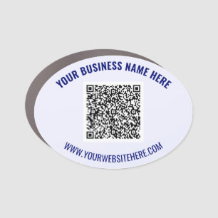 Custom QR Code Oval Business Car Magnet Template