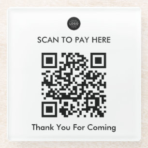 Custom QR Code Payment Glass Coaster for Business