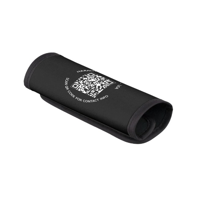 Custom QR Code personalized contact Info ID black Luggage Handle Wrap (Angled)