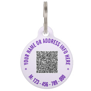 Custom QR Code Phone Text Your Pet ID Tag Template