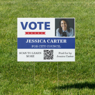 Custom QR Code Photo Political Campaign Yard Sign