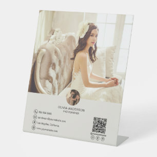 Custom QR Code Photo Social Media Business Pedestal Sign