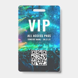 Custom QR Code Photo White VIP All Access Badge