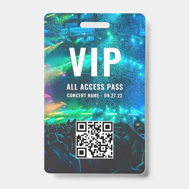 Custom QR Code Photo White VIP All Access Badge (Front)