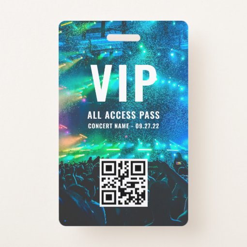 Custom QR Code Photo White VIP All Access Badge | Zazzle