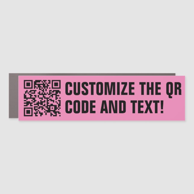 Custom QR Code Pink Car Magnet (Front)