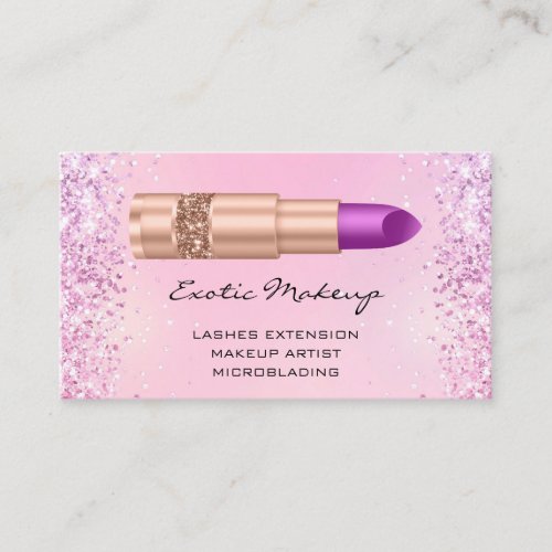 Custom Qr Code Pink Glitter Purple Lipstick Logo Business Card