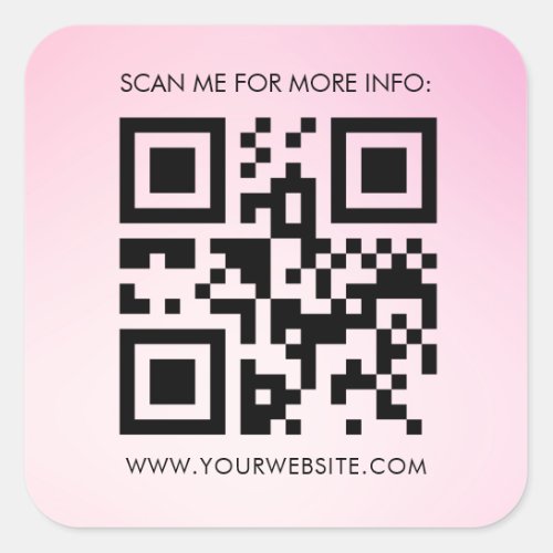Custom QR Code Pink Gradient Business Promotional Square Sticker