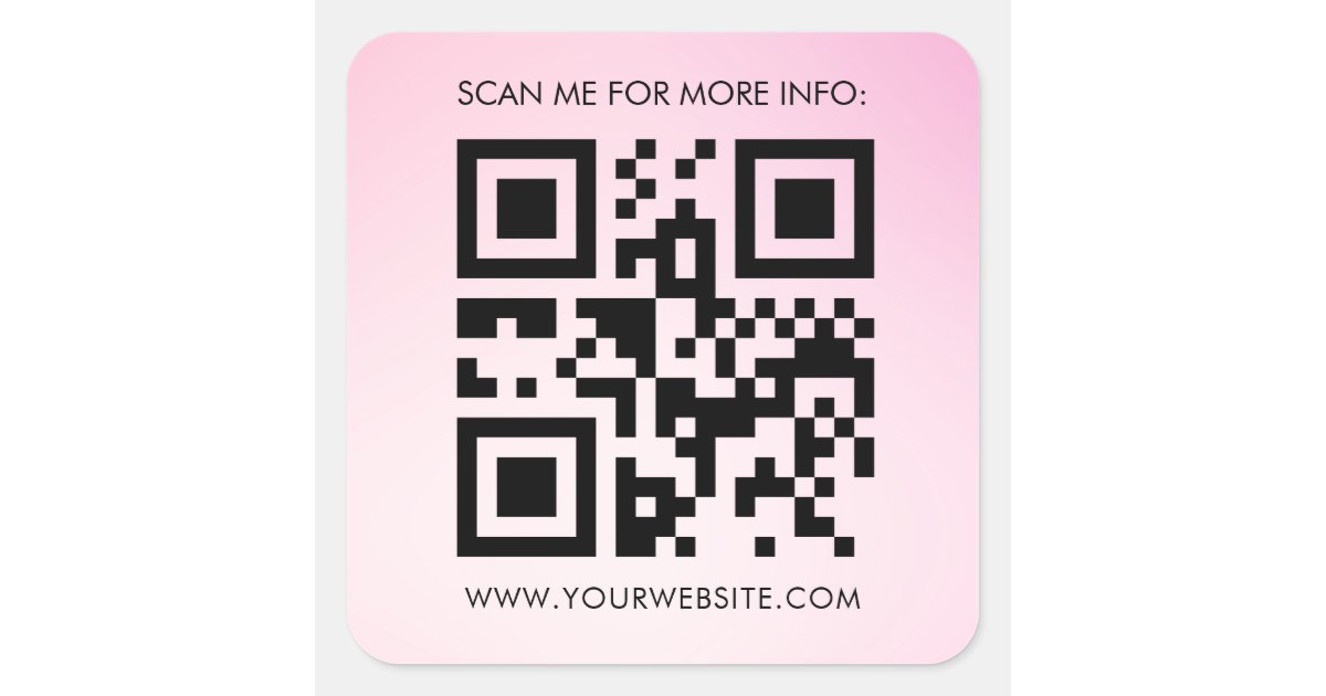 Custom QR Code Pink Gradient Business Promotional Square Sticker | Zazzle