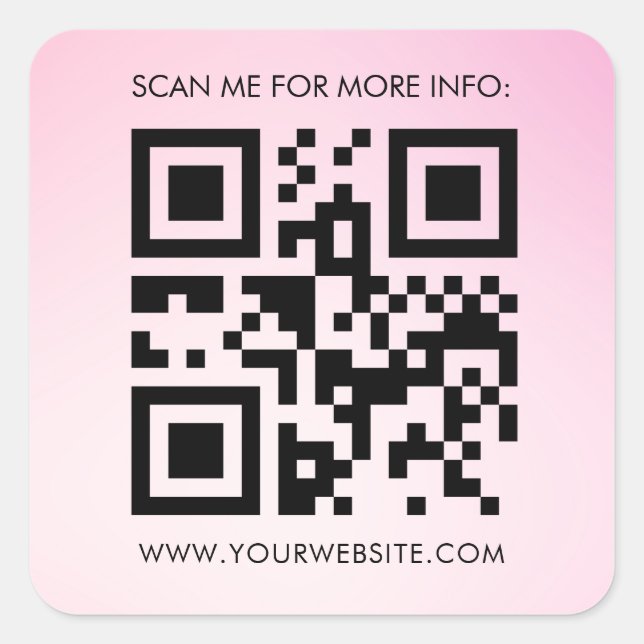 Custom QR Code Pink Gradient Business Promotional Square Sticker (Front)