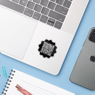 Custom Qr Code Playful Wavy Border Cut Out  Sticker