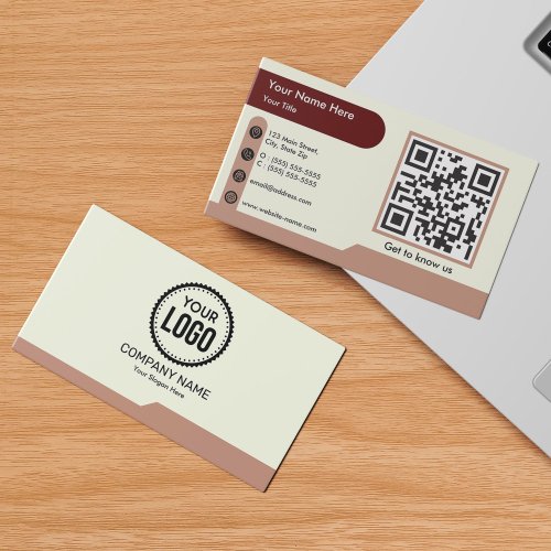 Custom QR Code Professional Company Logo Modern Business Card