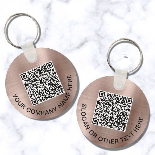 Custom QR Code Promotional Rose Gold Keychain