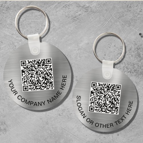 Custom QR Code Promotional Silver Keychain