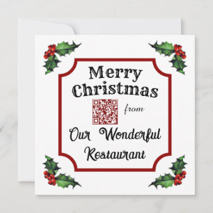 Custom QR Code Restaurant Merry Christmas Holiday Card