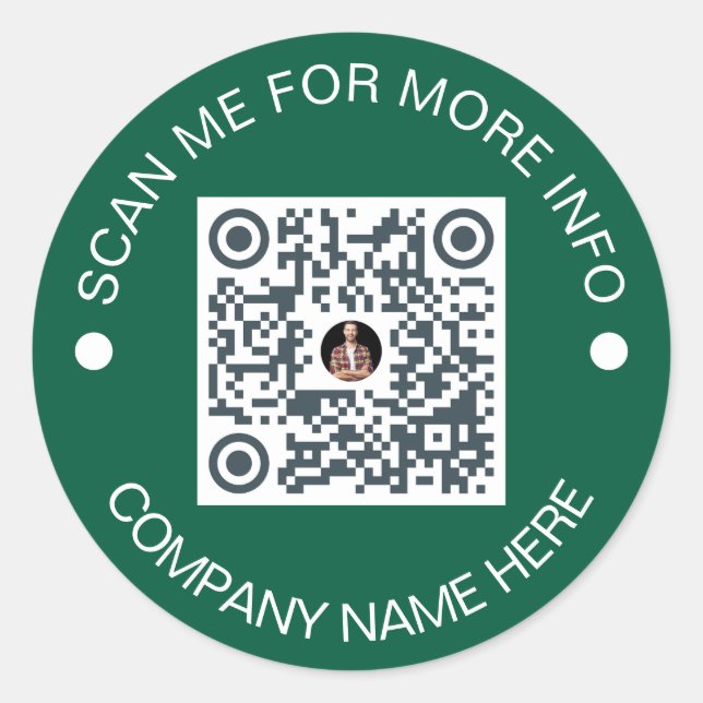 Custom QR Code Round Green Waterproof Business Classic Round Sticker (Front)