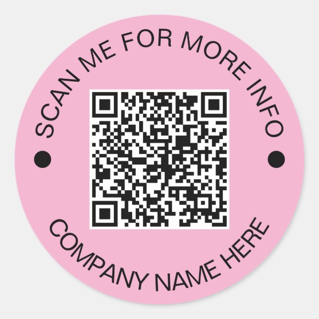 Custom QR Code Round Pink Waterproof Business Classic Round Sticker (Front)