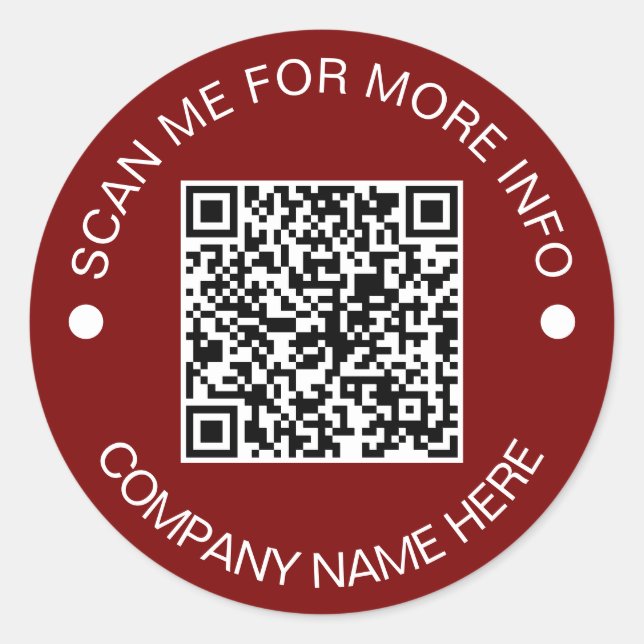 Custom QR Code Round Vinyl Waterproof Business Classic Round Sticker (Front)