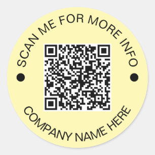 Custom QR Code Round Yellow Waterproof Business Classic Round Sticker