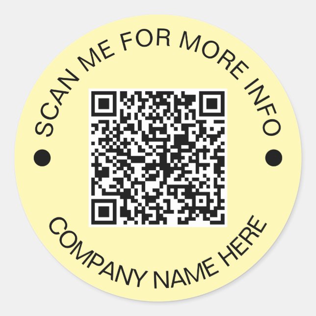Custom QR Code Round Yellow Waterproof Business Classic Round Sticker (Front)