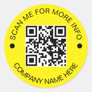 Custom QR Code Round Yellow Waterproof Business Classic Round Sticker