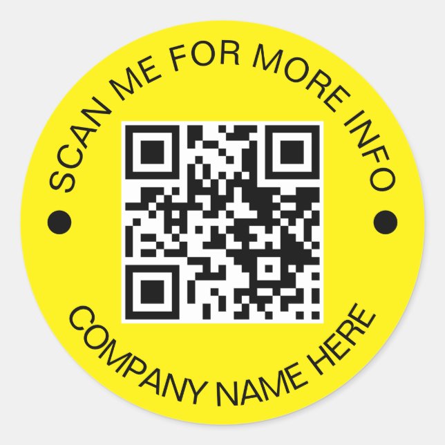 Custom QR Code Round Yellow Waterproof Business Classic Round Sticker (Front)