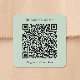 Custom QR Code Sage Green Square Sticker