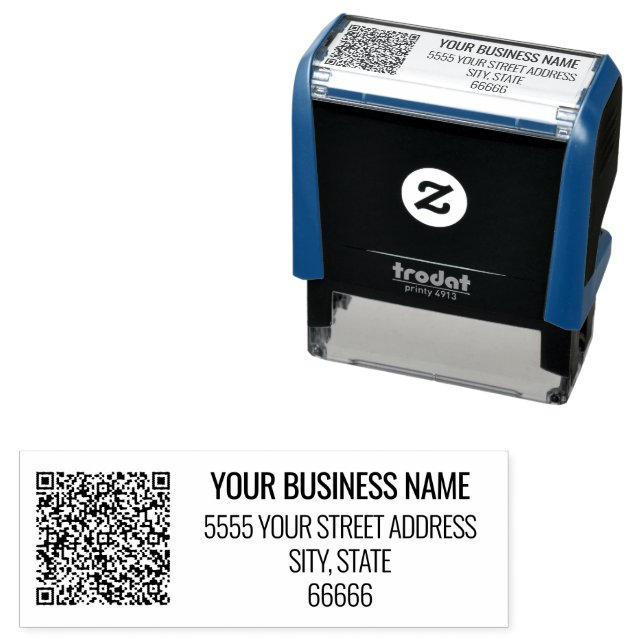 Custom QR Code Scan Info Address Self-inking Stamp (In Situ)