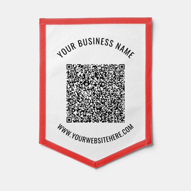 Custom QR Code Scan Info and Text Business Pennant (Front)