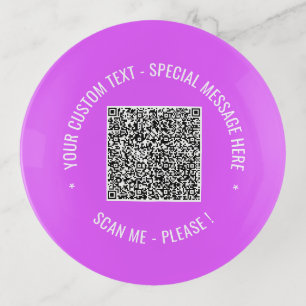 Custom QR Code Scan Info and Text Trinket Tray
