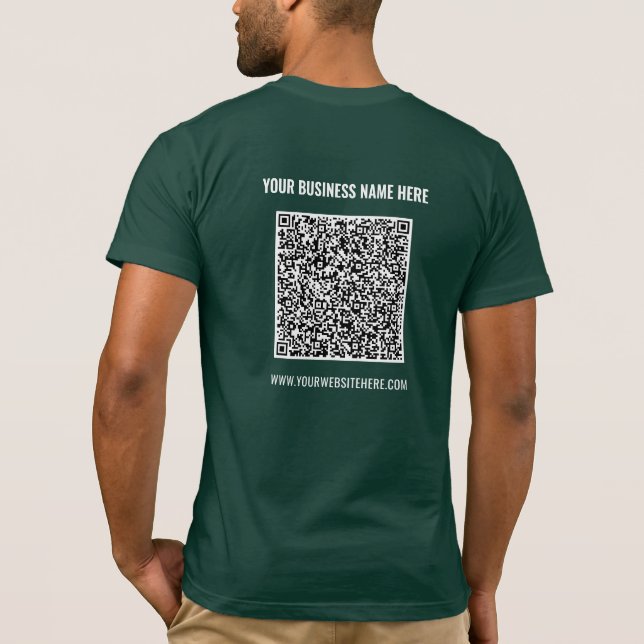 Custom QR Code Scan Info Name Website T-Shirt (Back)