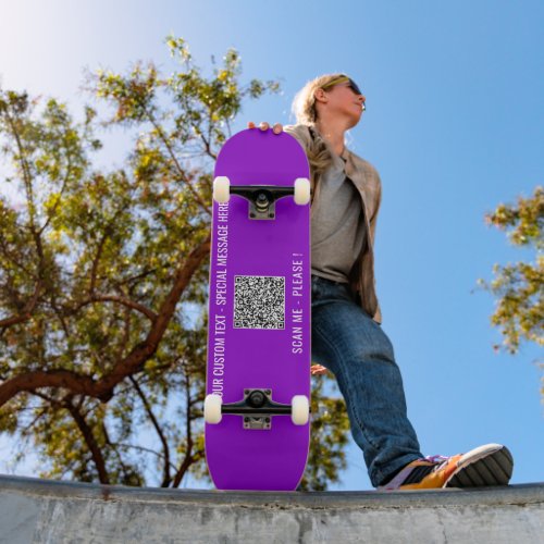 Custom QR Code Scan Info Text and Color Skateboard