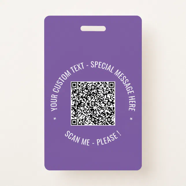 Custom QR Code Scan Info Text and Colors Badge | Zazzle