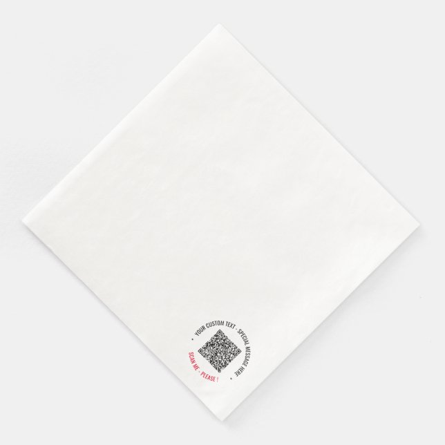 Custom QR Code Scan Info Text and Colors Napkins (Corner)