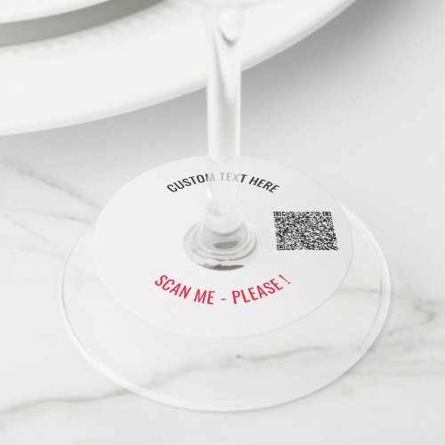 Custom QR Code Scan Info Text Color Wine Glass Tag