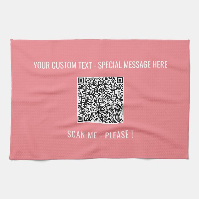 Custom QR Code Scan Info Text Colors Kitchen Towel (Horizontal)