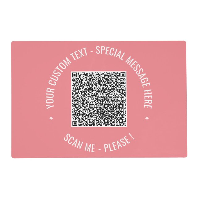 Custom QR Code Scan Info Text Colors Placemat (Front)